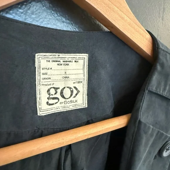 GO BY GO SILK size 6 EUC washable lux Blazer with Military Flair Dark Gray/black - Picture 8 of 14